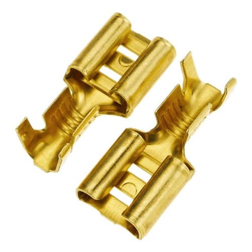 100x Terminal Encaixe Femea Faston Automotivo 6,3mm (100 Pç) Dourado