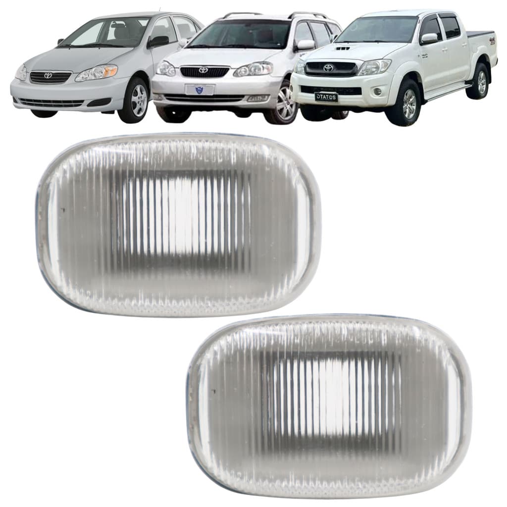 Jogo 2 Lanterna Lateral Paralama Pisca Seta Corolla Fielder Hilux SW4 Sem Soquete Cristal