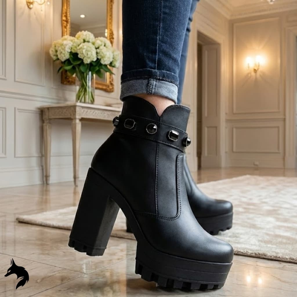 Bota Coturno Feminina Tratorada Zíper Lateral Salto Alto Macia Conforto Extremo Resistente Trabalho Dia a Dia Passeio