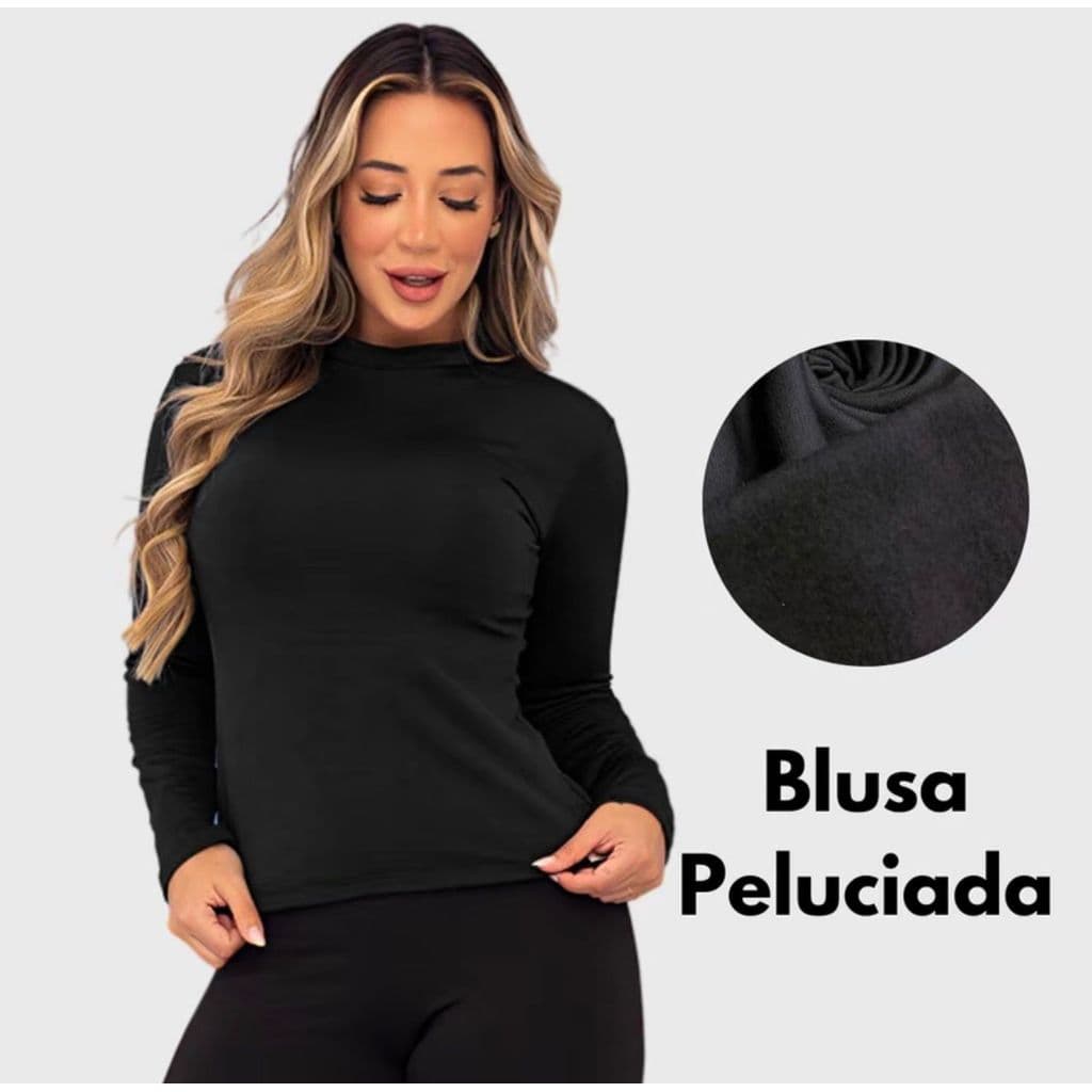 Camisa Térmica de Outono e Inverno com Forro de Lã Base Blusa de Manga Comprida de Alta Elasticidade