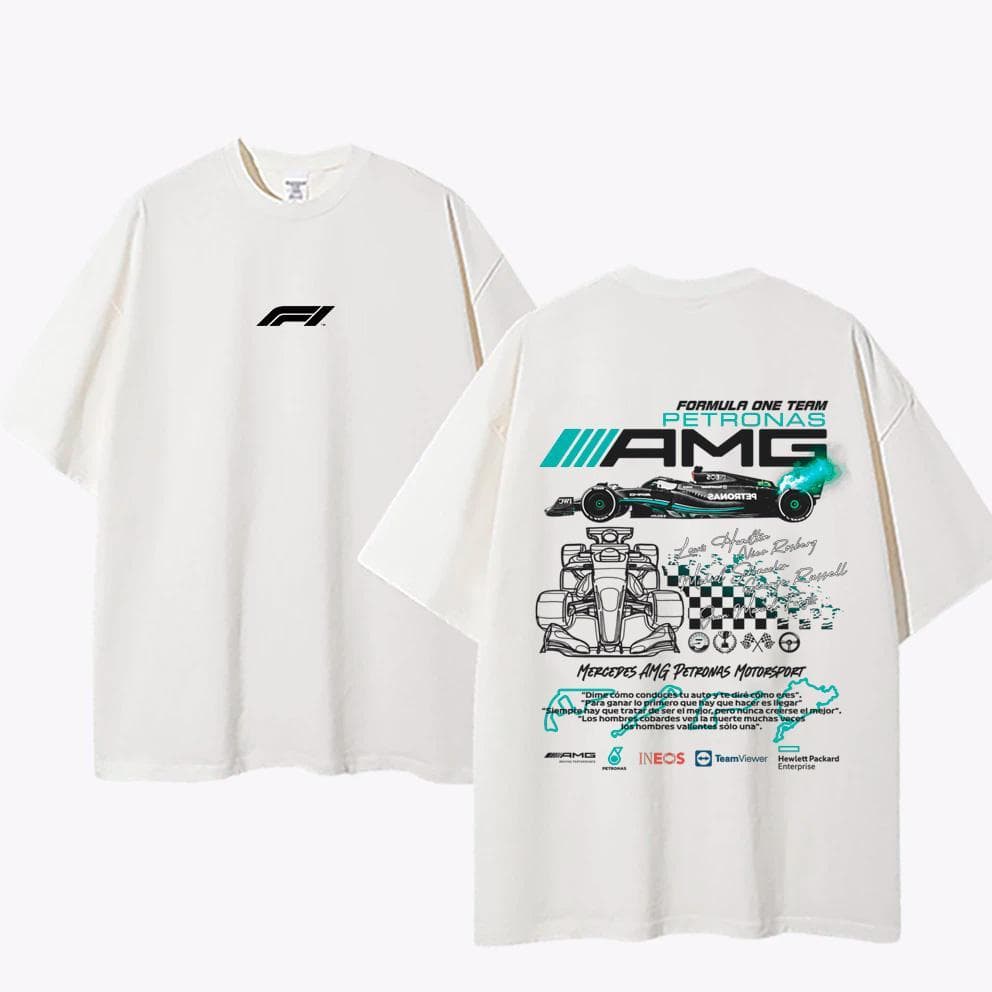 Camiseta F1 Streetwear Hamilton Sergio Lando Estampada Vários modelos Carro de corrida 100% Algodão