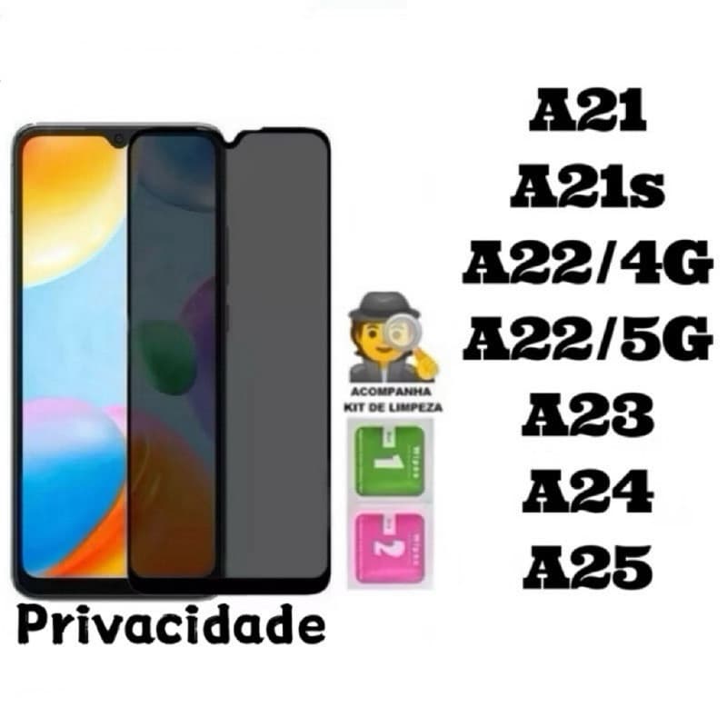 Película de vidro 3D Privacidade Anti Spy Para Samsung A21 A21s A22 A23 A24 A25 4G 5G