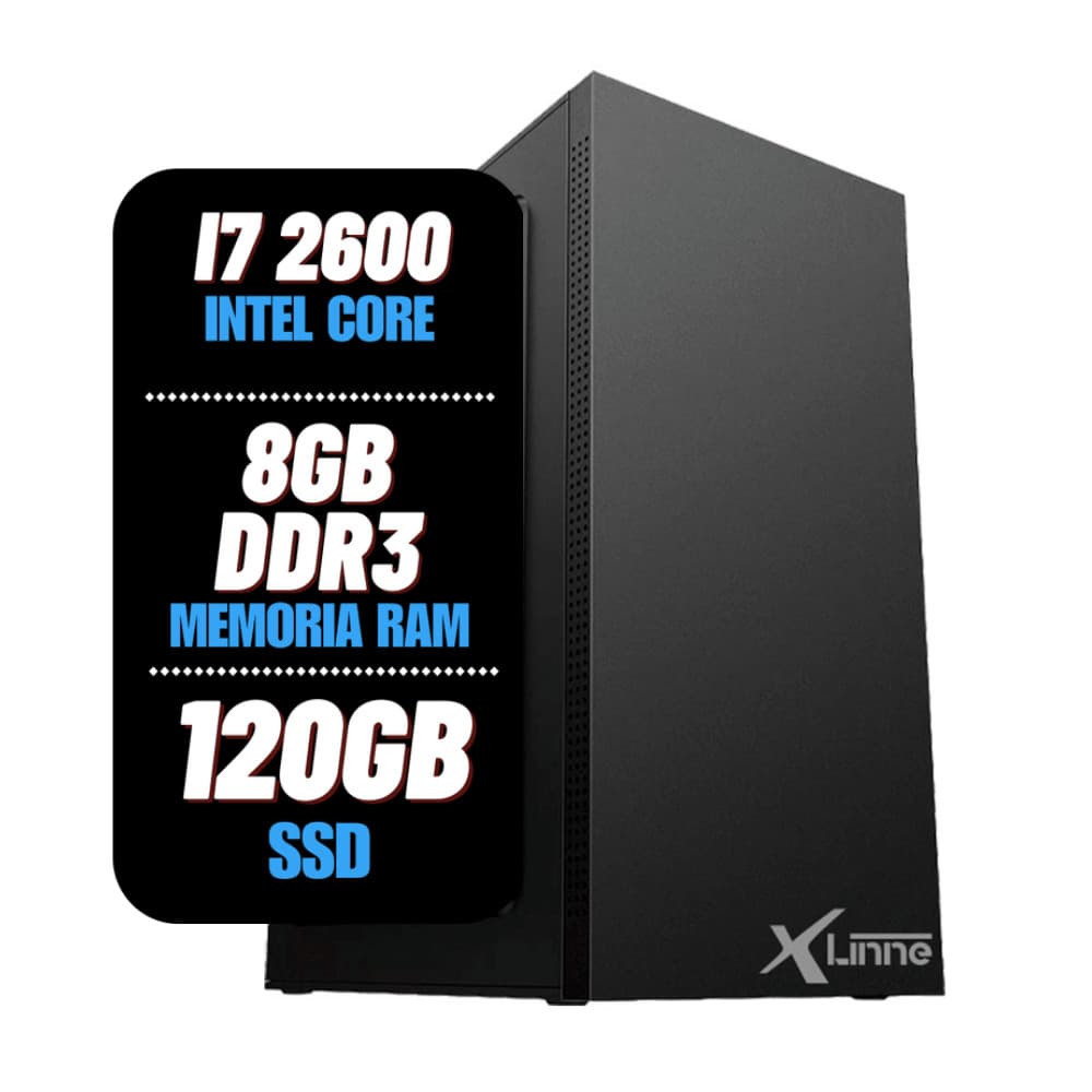 PC CPU XLinne Intel Core i7 2º, 8GB Ddr3 de Memoria ram, SSD 120GB