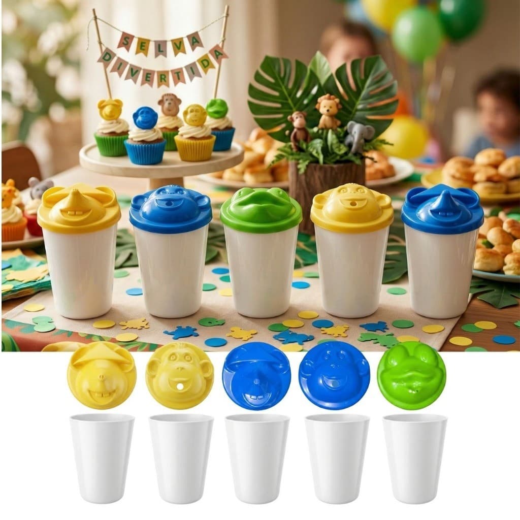 Copo Infantil Personagem Animal Tampa Segura Livre Bpa 250ml