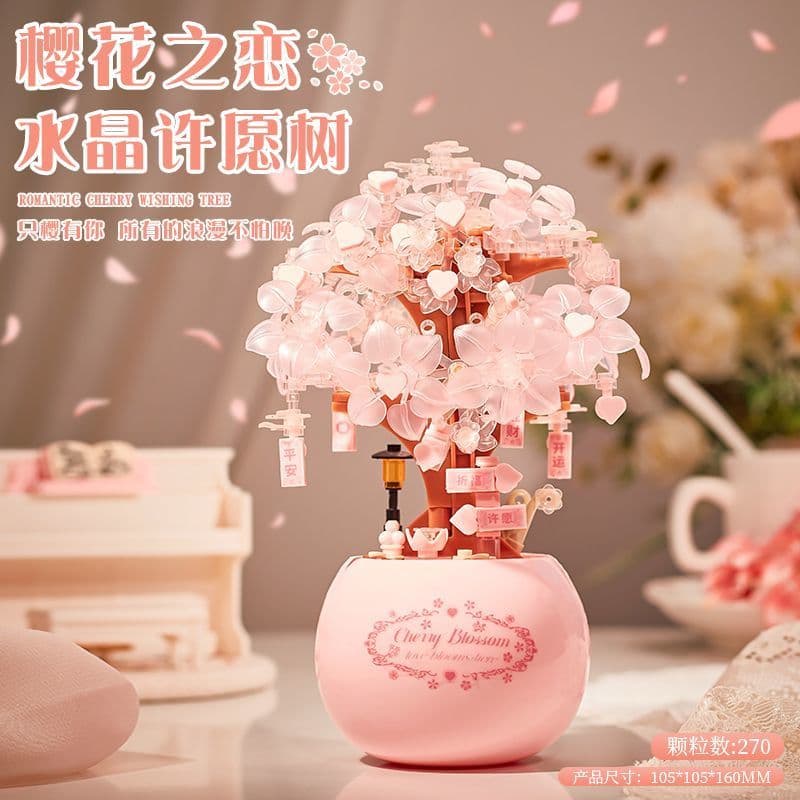 Blocos de construção montagem de enfeites de flores preservadas presentes de aniversário para meninas