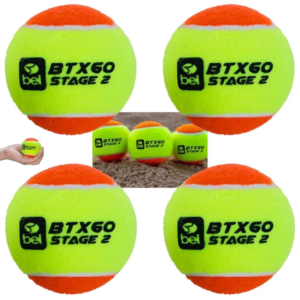 Kit 4 Bolas de Beach Tennis Btx Bolinhas Tenis de Praia 60 Stage 2 Esporte Treino de Areia Bel