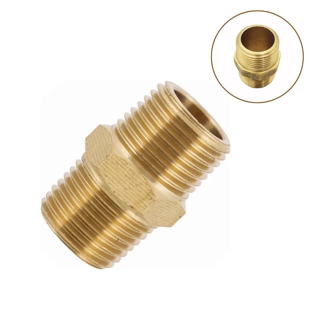 Conexão Niple Duplo 1/2 Npt Latão Rosca Macho Instalação Gás