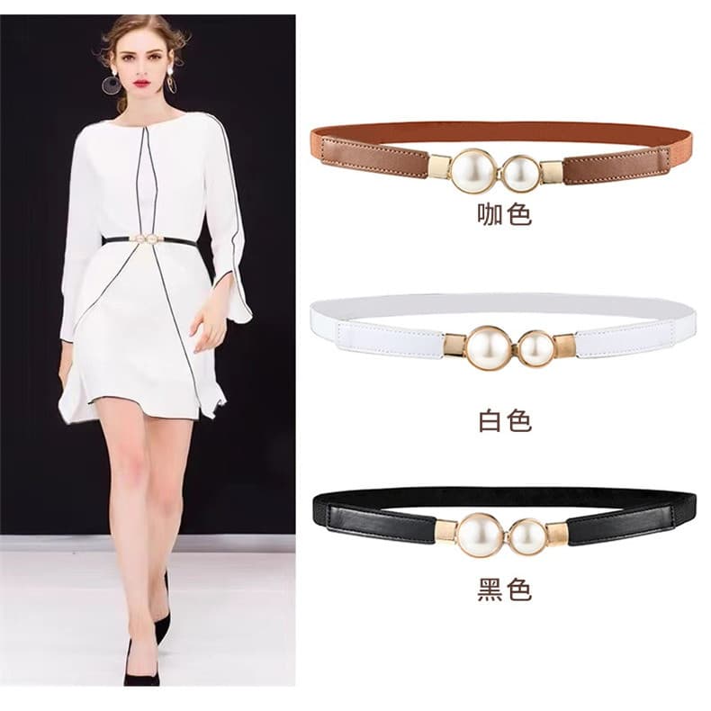 Senhoras cinto decorativo combinando saia pérola cinto fino vestido cintura estreita ferramenta útil High-End cinto five