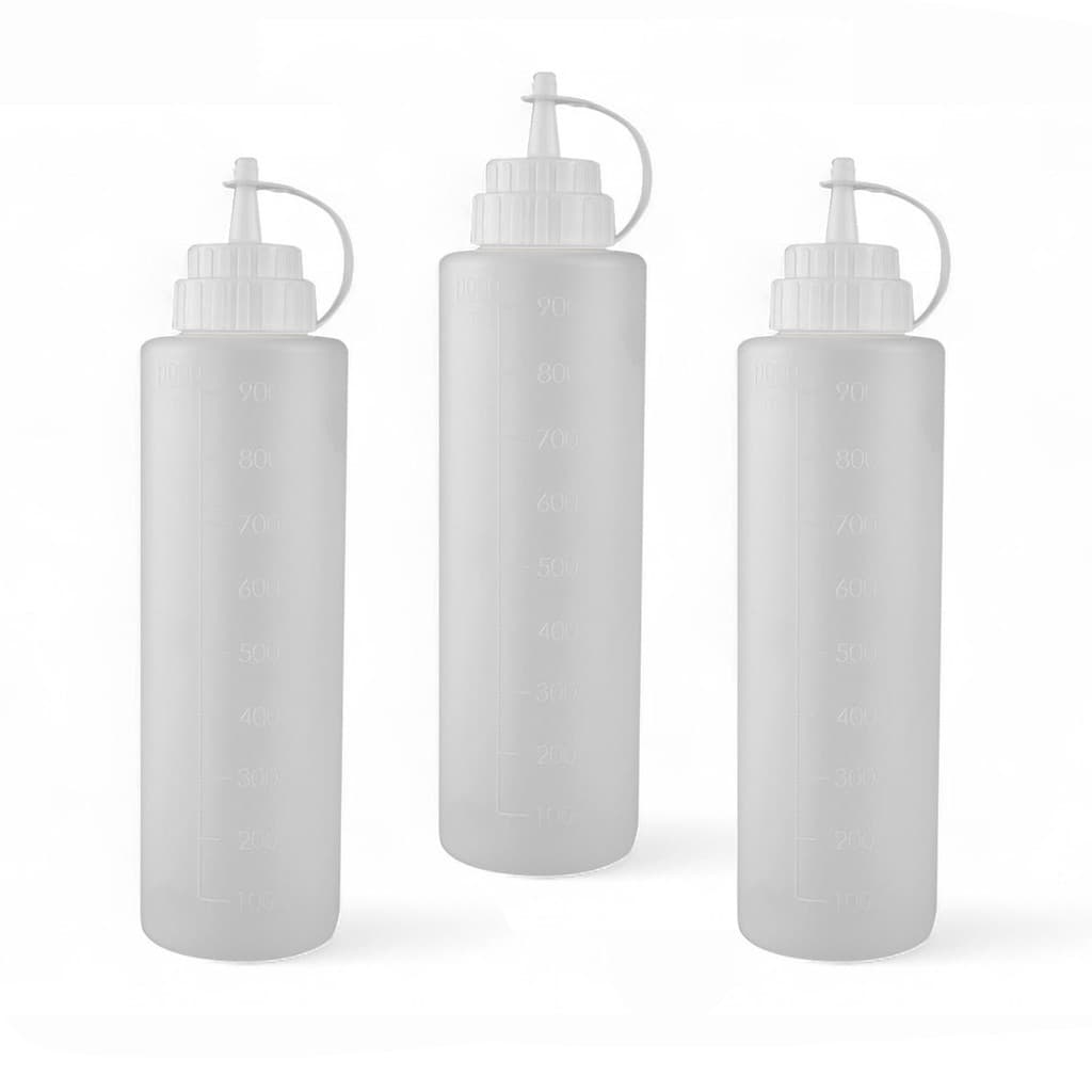 Kit 3 Bisnaga Profissional 1L com Marcador ideal p/ Molhos