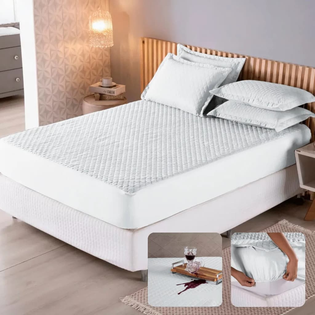 Protetor De Colchão Impermeável Matelado Com Elástico Solteiro Casal Queen King Antiácaro