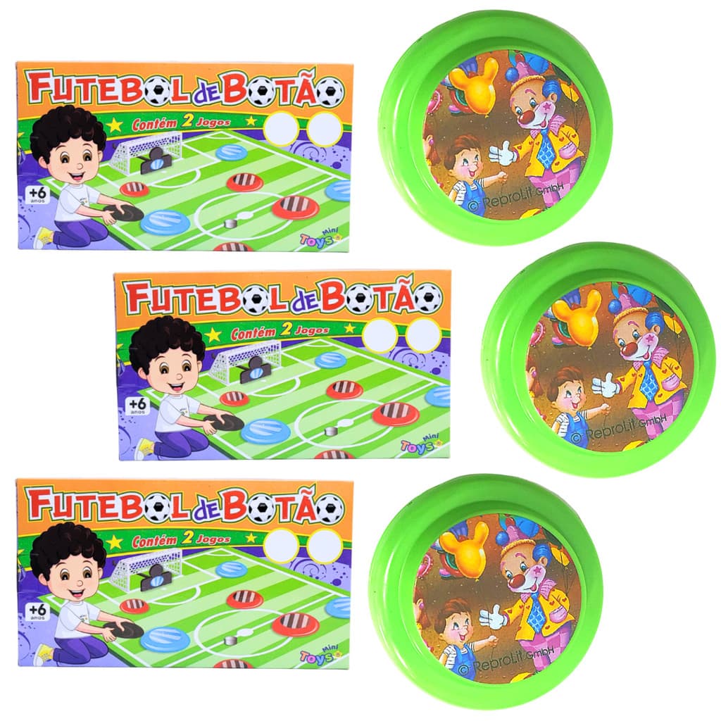 Kit Jogo Futebol de Botão + 3 Ioio Brinquedo Lembrancinhas Infantil