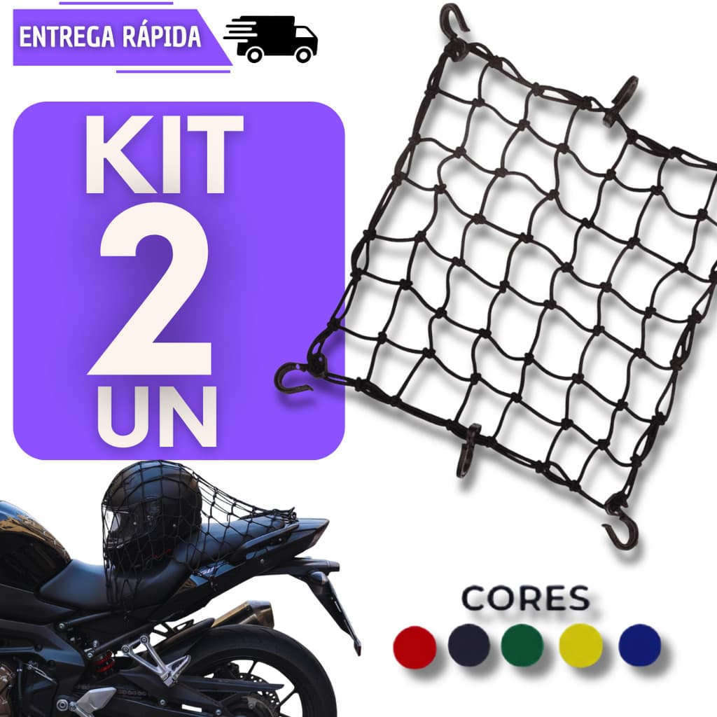 Kit 2 Rede Elástica Para Moto Capacete Tipo Aranha Com 6 Ganchos Redinha Acessório
