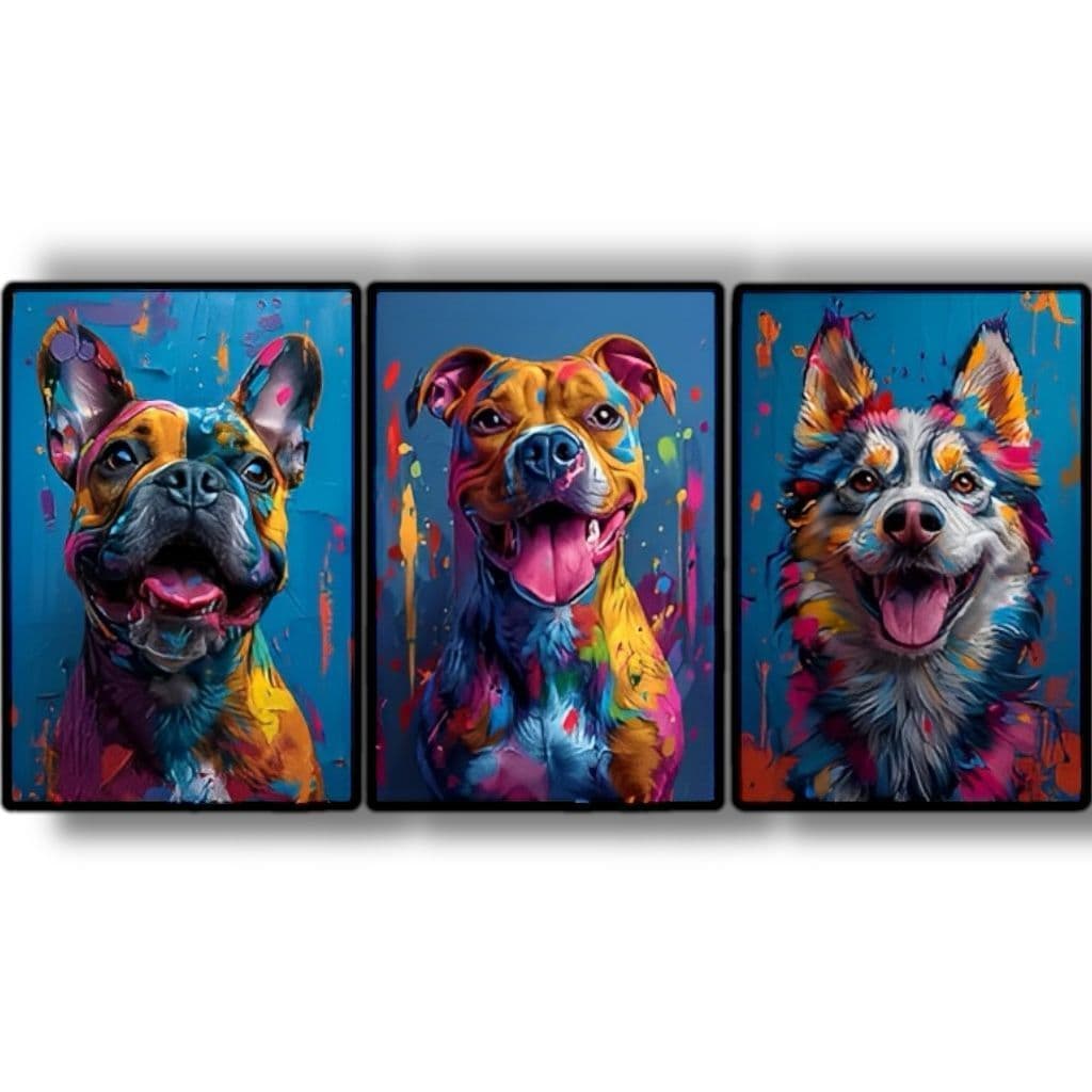 Quadro Decorativo Grande Animais Cachorro Cães Felizes Moderno