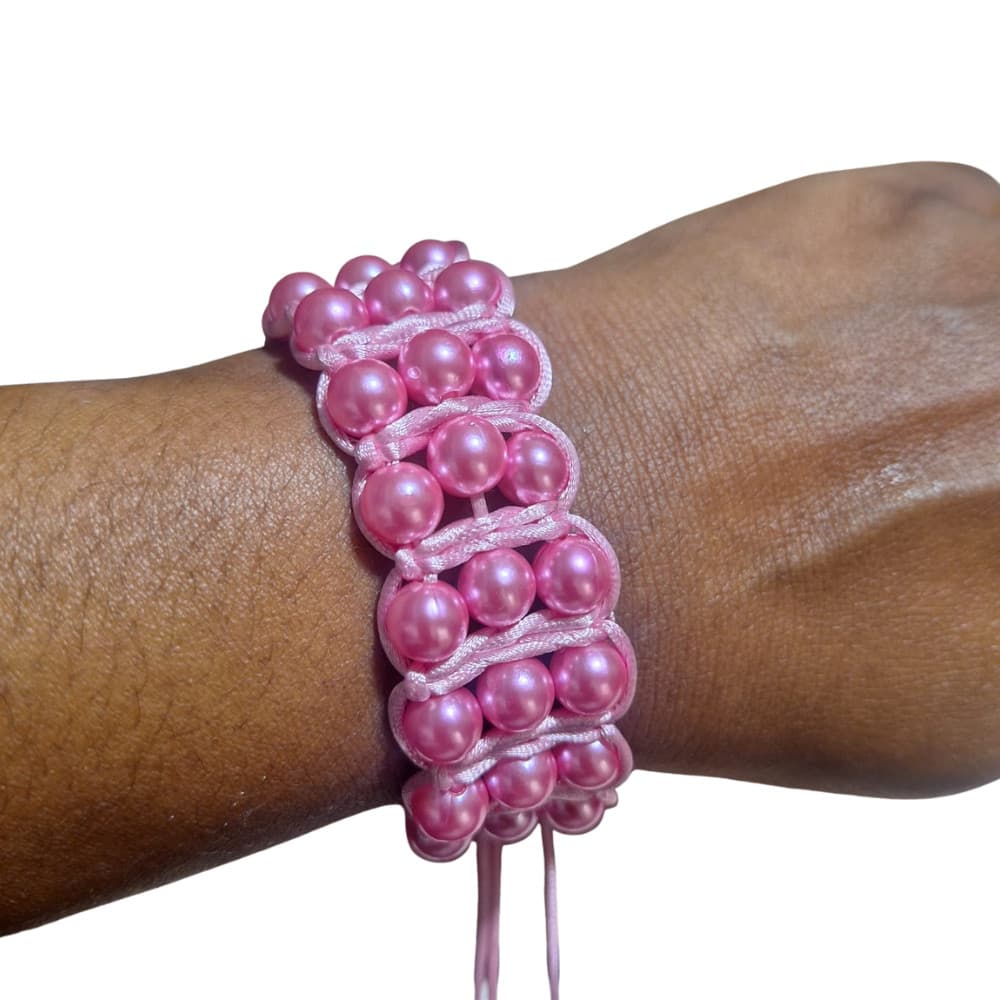 Pulseira bracelete de Bolinhas Rosa com regulagem