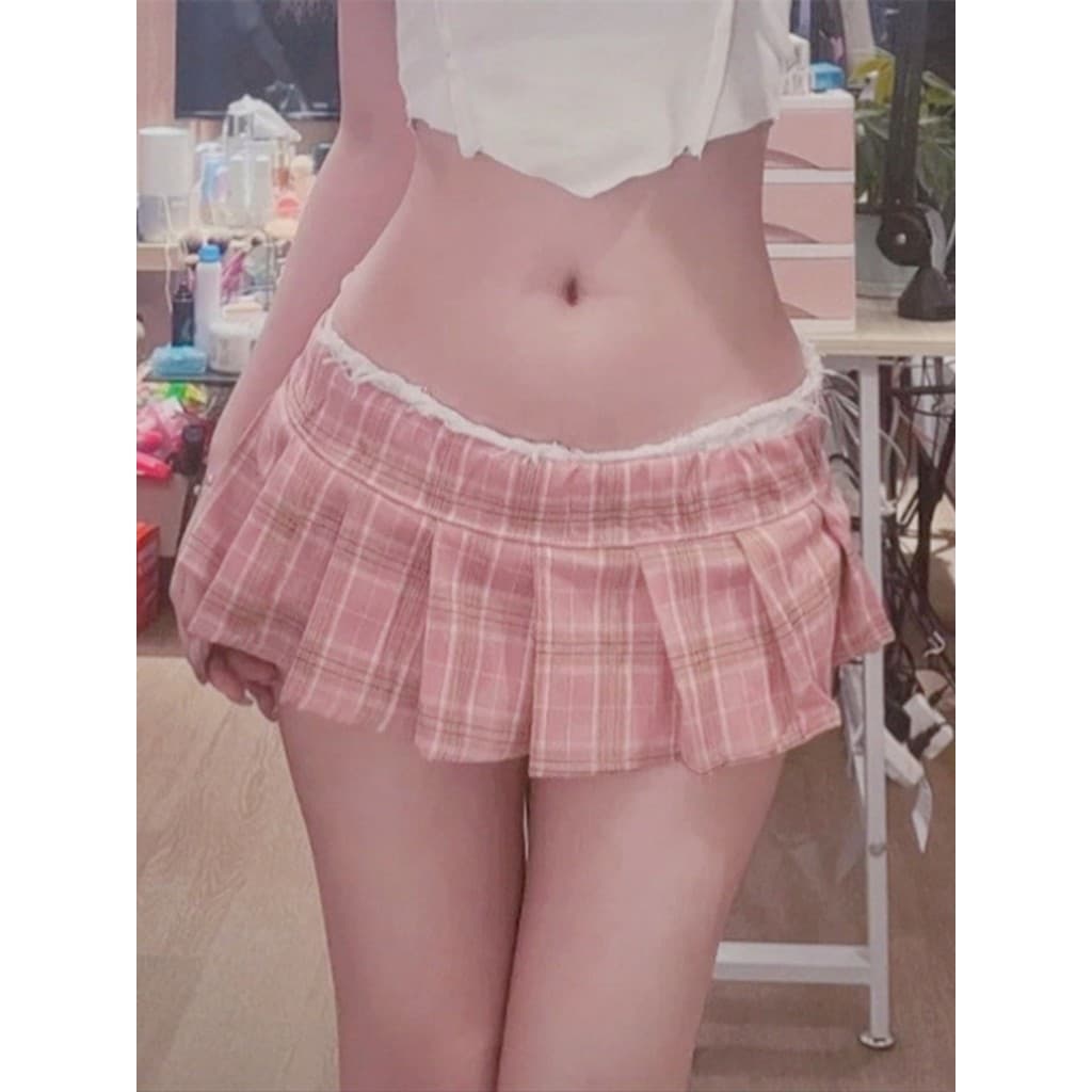 18CM bonito minissaia saia sem forro JK xadrez macio menina saia plissada Mini saia curta plissada estilo japonês saia i