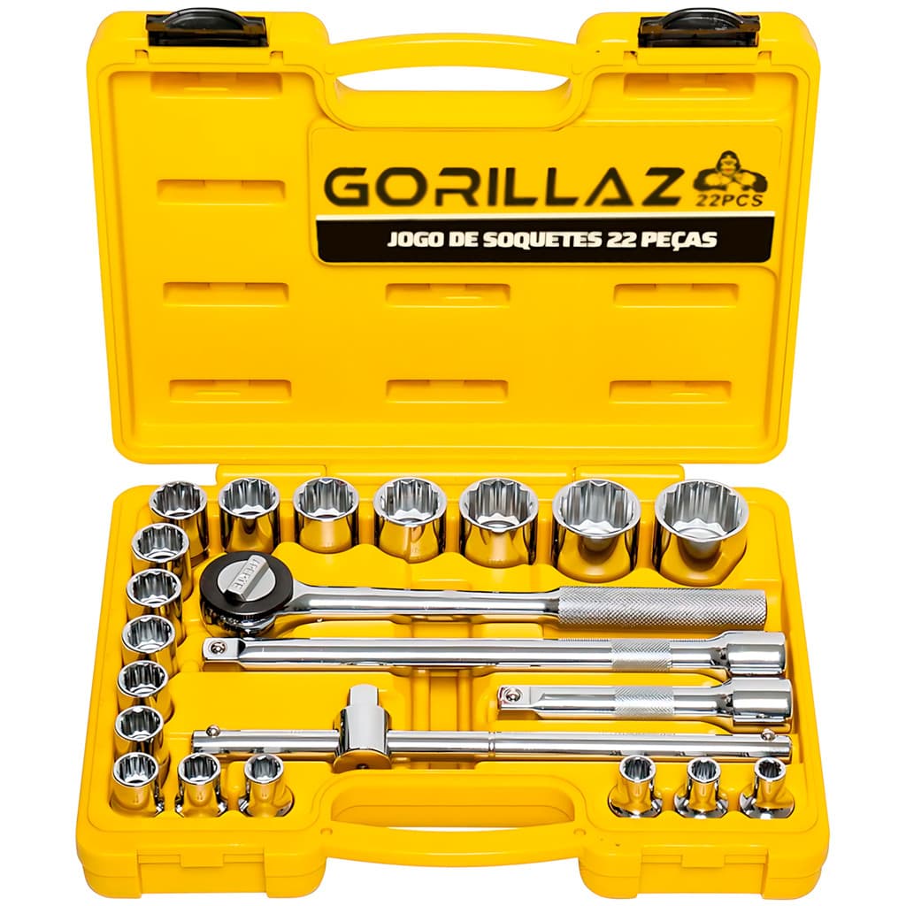 Jogo Maleta De Soquetes Com Catraca 1/2" 22 Peças Profissional