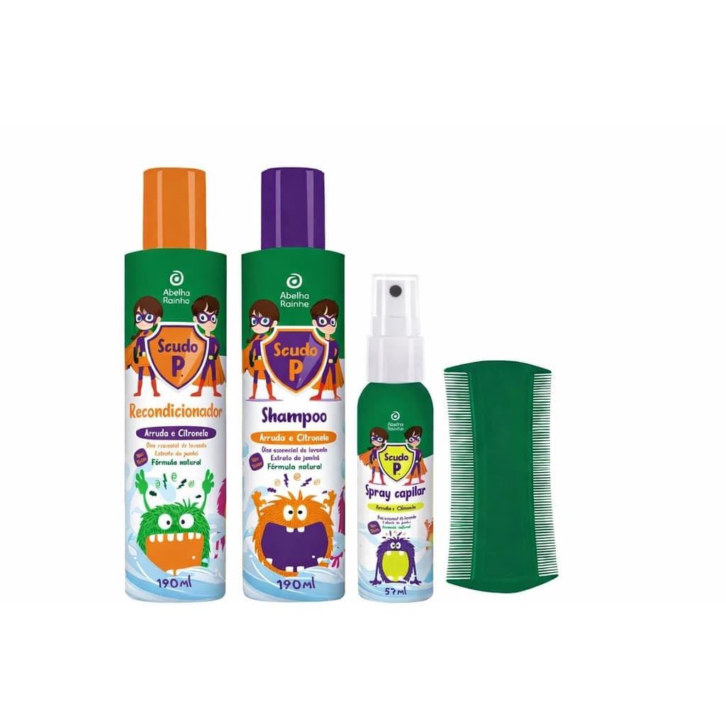 Kit Scudo P. Mata Piolhos e Lêndeas com Arruda e Citronela 4 Itens - Abelha Rainha