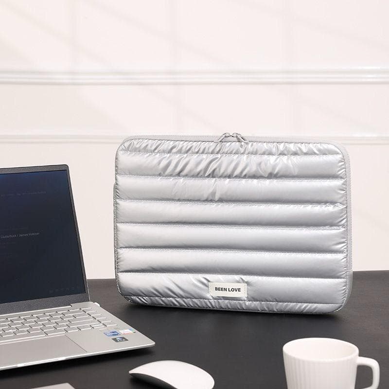 Bolsa Para Notebook Premium Metalizada Capa Protetora Puffer Acolchoada Macia À Prova De Choque Carteira Porta Documento