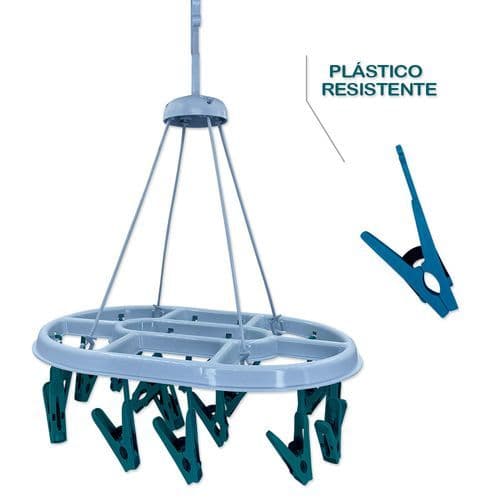Varal Suspenso Oval 16 Prendedores Roupa Intima Meia Secagem Compacto