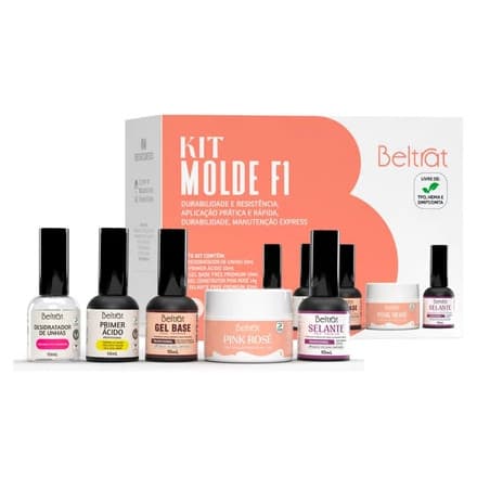 Kit Beltrat - Gel 14g Pink Rose + Preparadores De Unha Molde F1