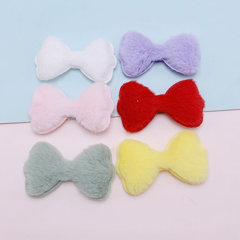 36 Pçs 2.8 * 5cm Laço Peludo Acolchoado Apliques De Pelúcia Remendos DIY Artesanal BB Clipe Chapéu Decoração Ornamento A