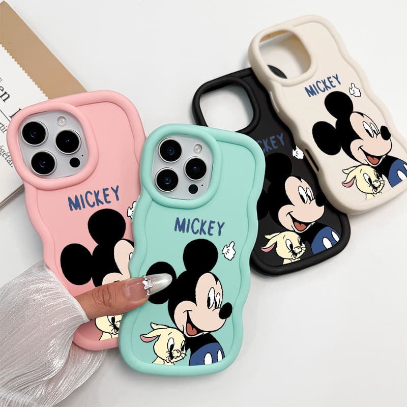 Capa Para iPhone 13 12 11 16 Ar 17 15 14 Pro Max XR XSMax Macaron Cor Silicone De Telefone Mickey Mouse JJ