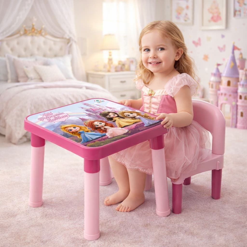 Mini Mesinha Princesas e Sonhos com Cadeira Infantil Rosa