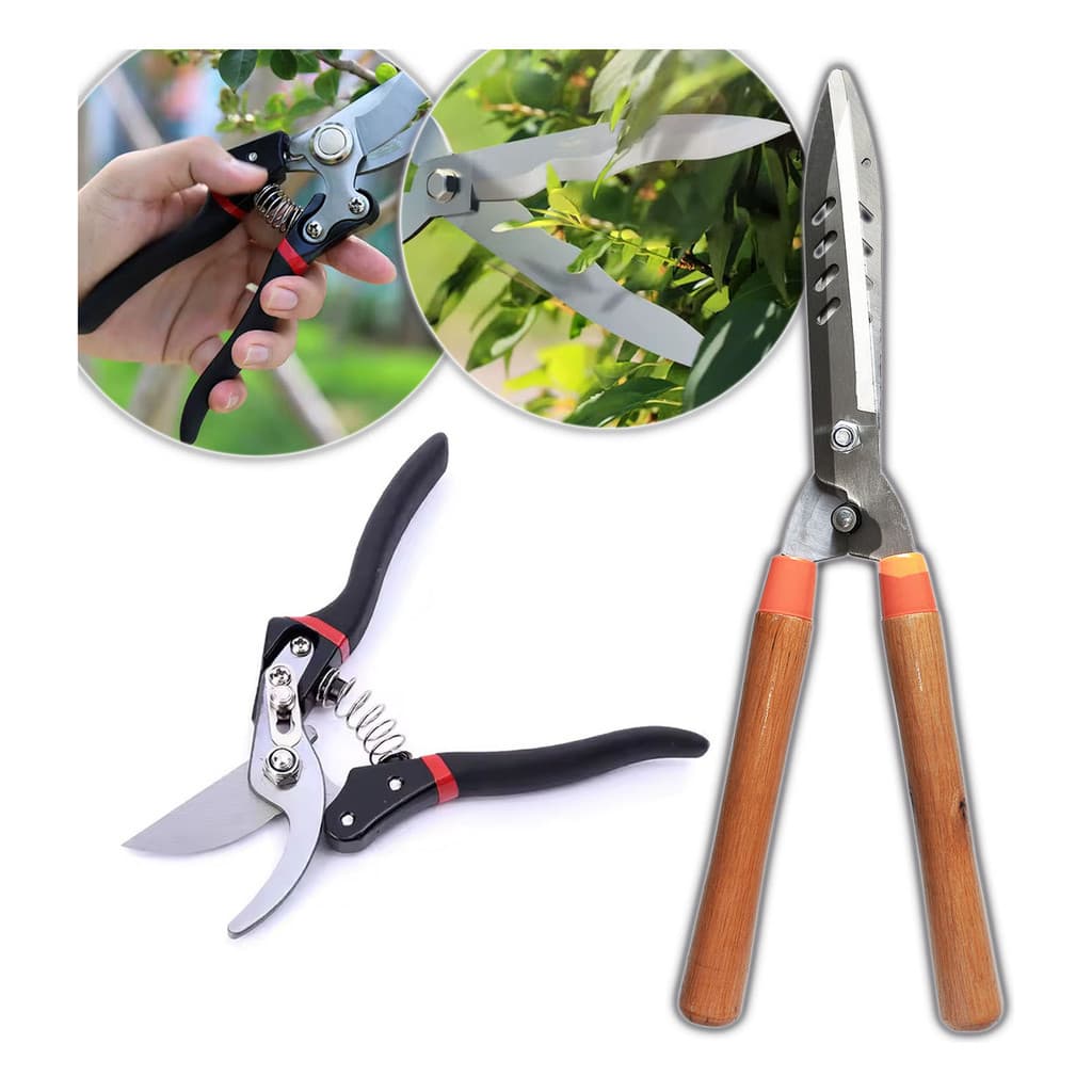 Kit Tesoura E Alicate De Poda Jardim Grama Cerca Viva Afiada