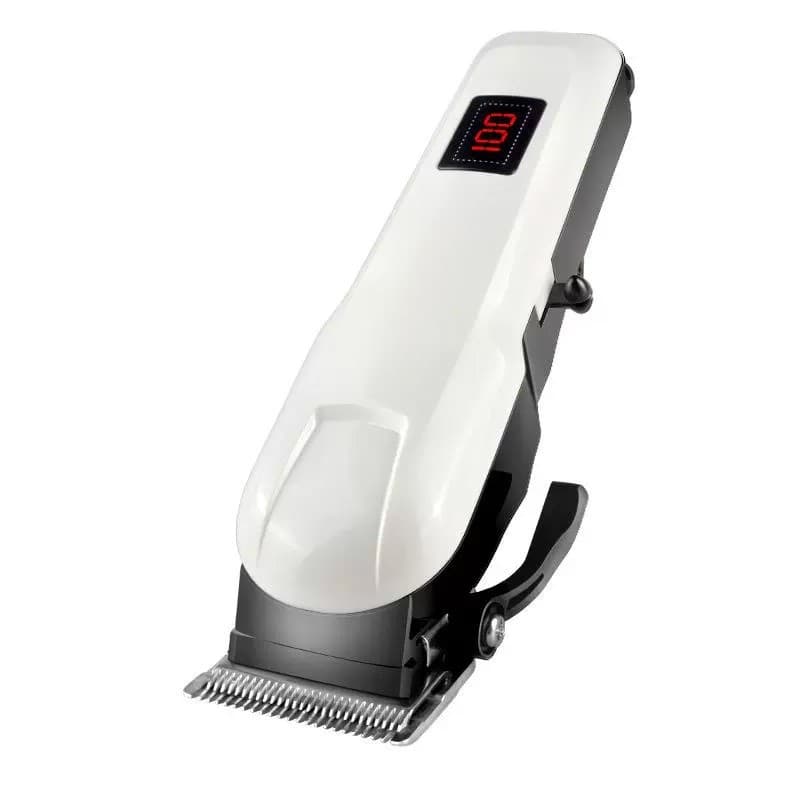 Máquina De Cortar Cabelo Profissional Sem Fio Portátil com Visor Display Digital Branco UM-T500