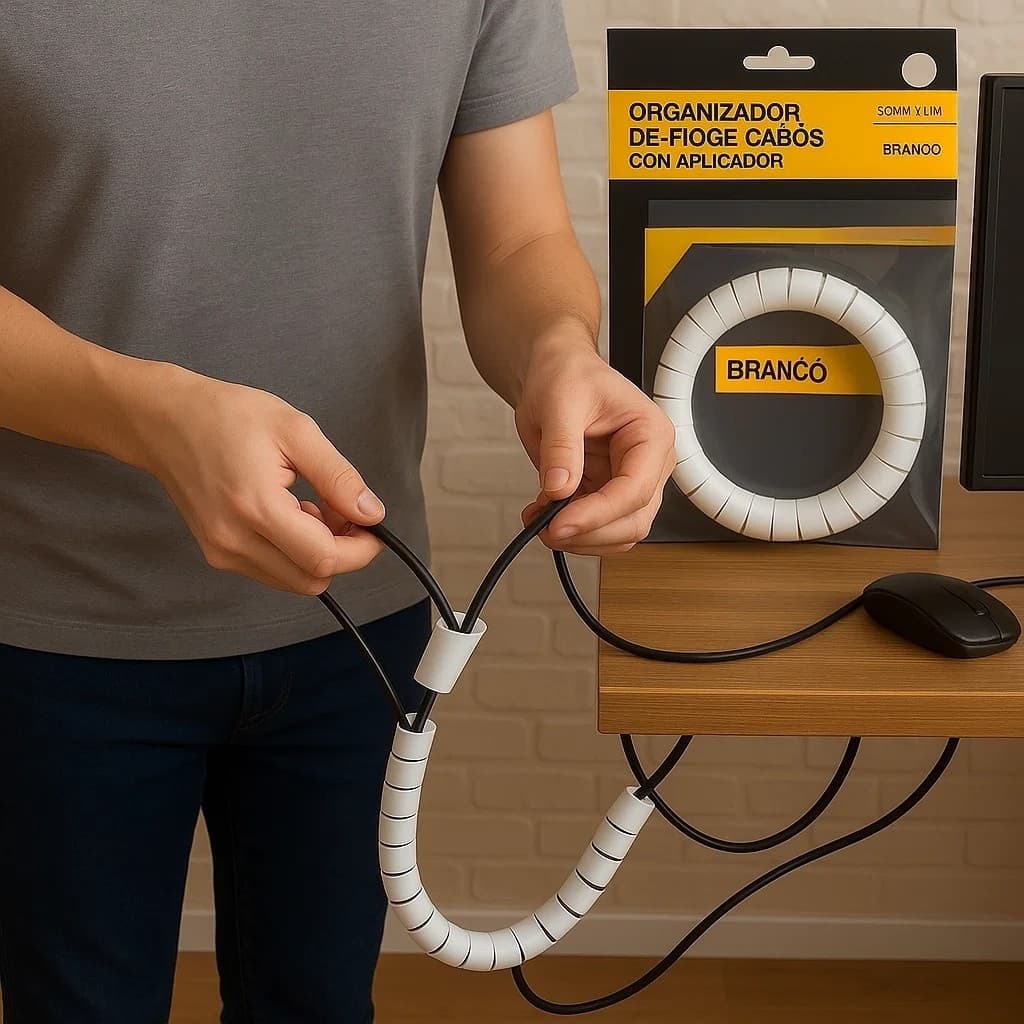Organizador de Fios Branca Enrolador de Cabos Fios Elétricos Cabos de Computador Escritório