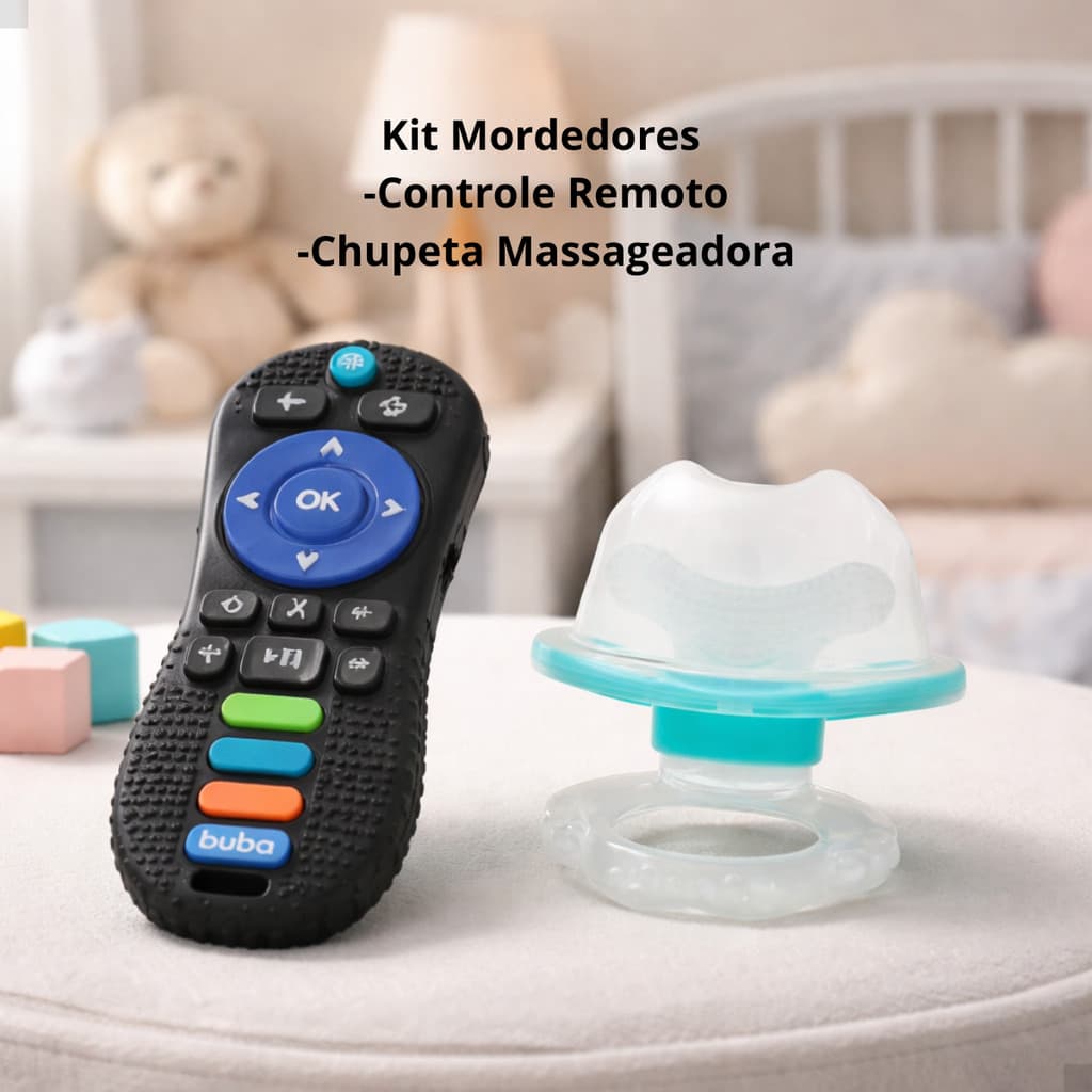 Kit Mordedores Bebê Silicone Buba para Dentição