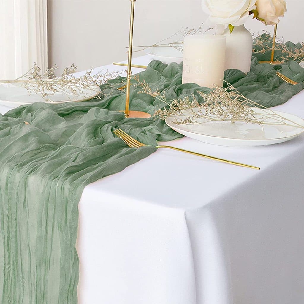Caminho de Mesa Gaze Premium 90x400cm Estilo Boho Nórdico Decorativo para Casamento Festa Aniversário Cor Sólida