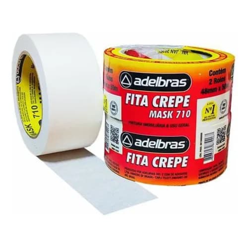 Adelbras Fita Crepe Mask 710 48mm X 50m 2 Unidades Branca