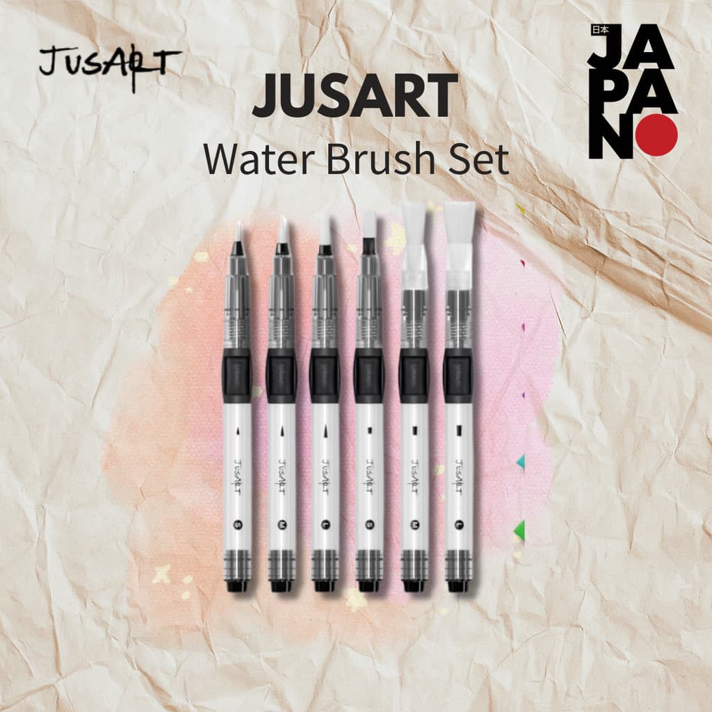 JusArt Pincel De Água Conjunto De 6 Peças Canetas Pequeno Médio Grande Para Pintura Aquarela Acrílica E Guache Artis