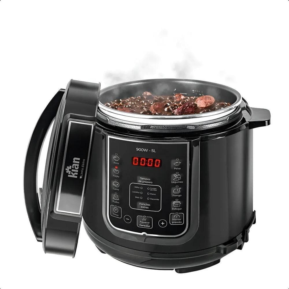 Panela de Pressão Elétrica 5L Aço Inox Preto Kian PPE101 127V