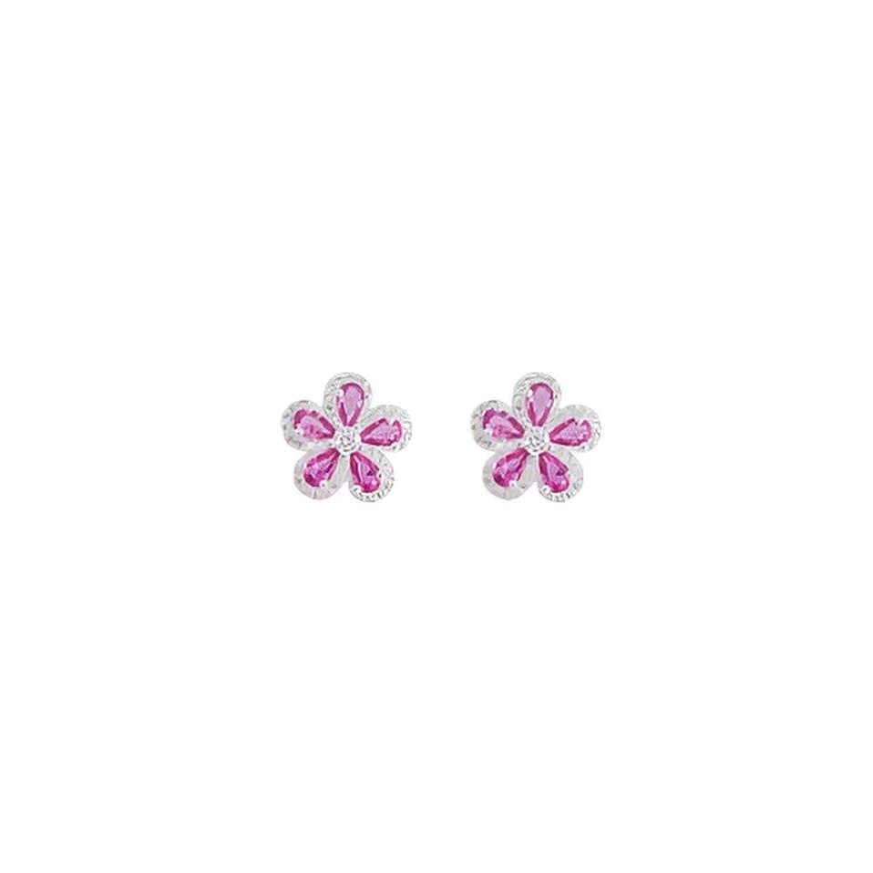 Brinco de Flor Cravejado Prata 925