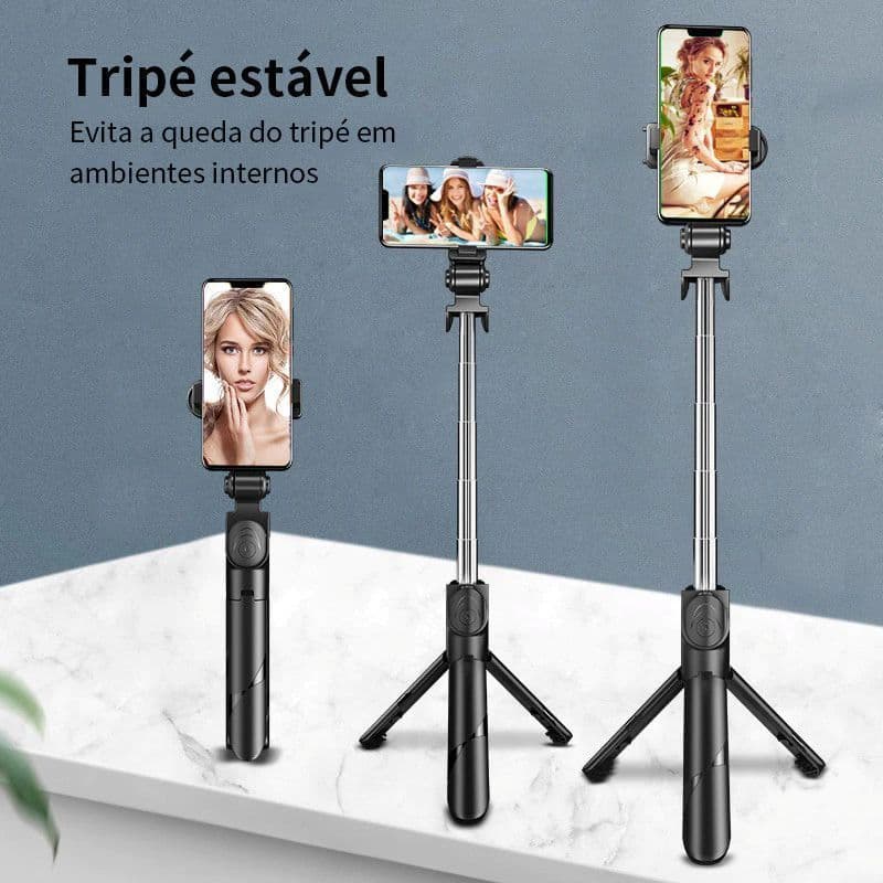 Bastão Pau de Selfie Retrátil Bluetooth suport tripe Havana para controle celular cor preto WE HOPE