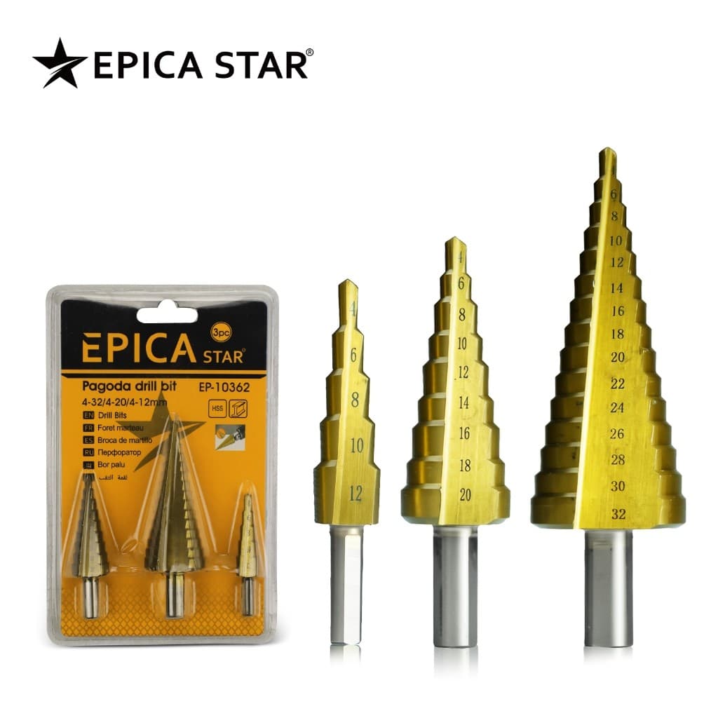 Kit 3 Brocas Escalonadas HSS Titânio | Brocas Cônicas Profissionais