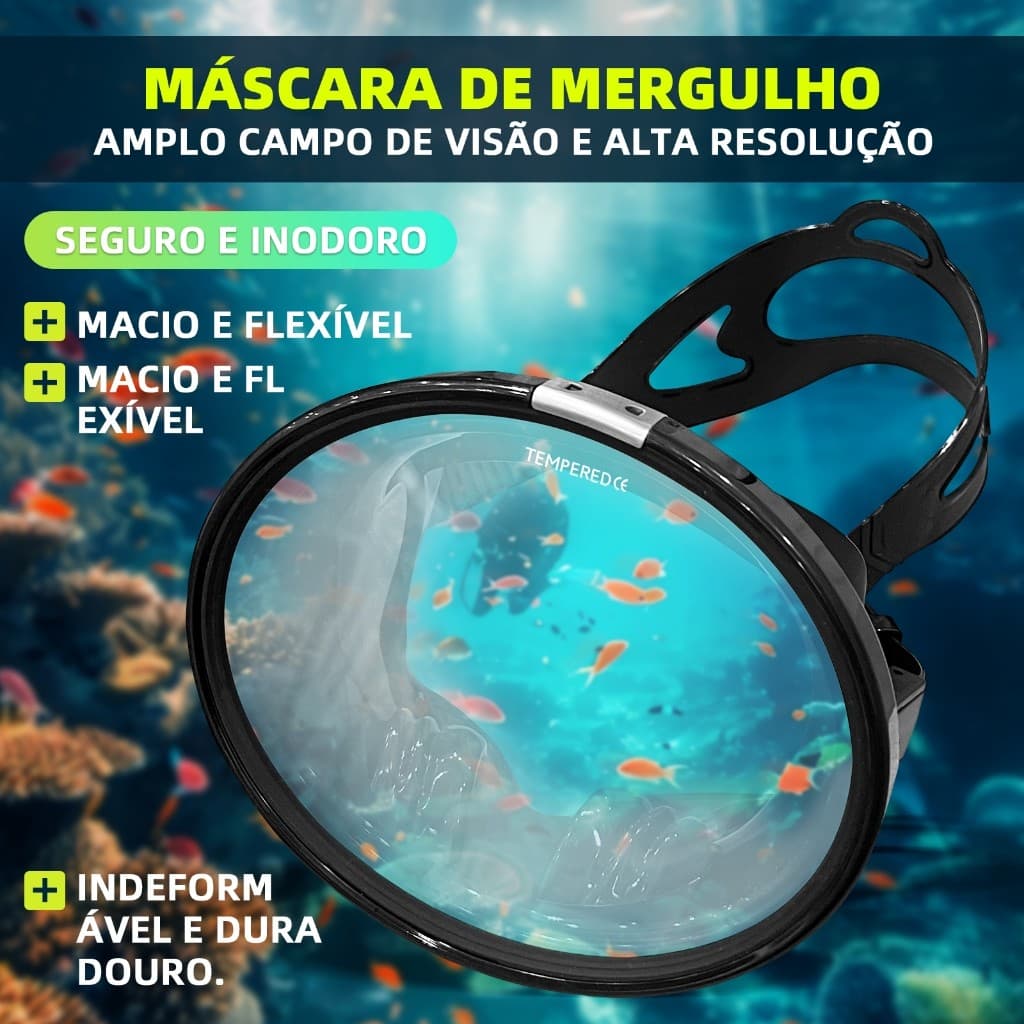 Kit de máscara impermeável e snorkeling, óculos com saia de silicone para natação/snorkeling e máscara de mergulho