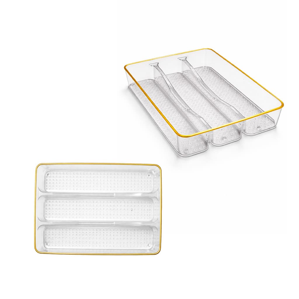 Kit 2 Organizador Multiuso Maquiagem Porta Talher Acrílico Faqueiro Cozinha Utensílio Mesa Divisória