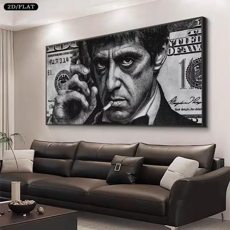 Quadro Decorativo Scarface Al Pacino Nota de Dólar