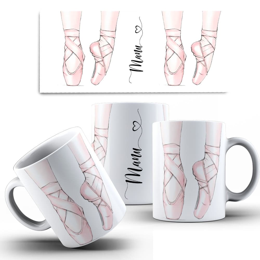 Caneca de Porcelana Personalizada Sapatilha Balé Com Nome (Ballet)