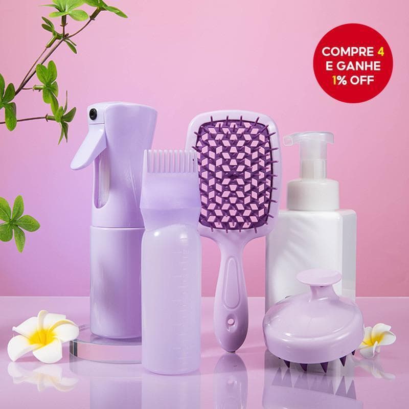 Kit 4 Peças Pente Aplicador Com Frasco Spray Borrifador Para Tintura De Cabelo Escova Cabeleireiro