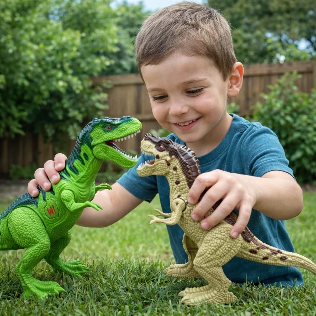 Kit 2 Dinossauros Brinquedo com Som e Rugido Movimento Ação Criança Presente