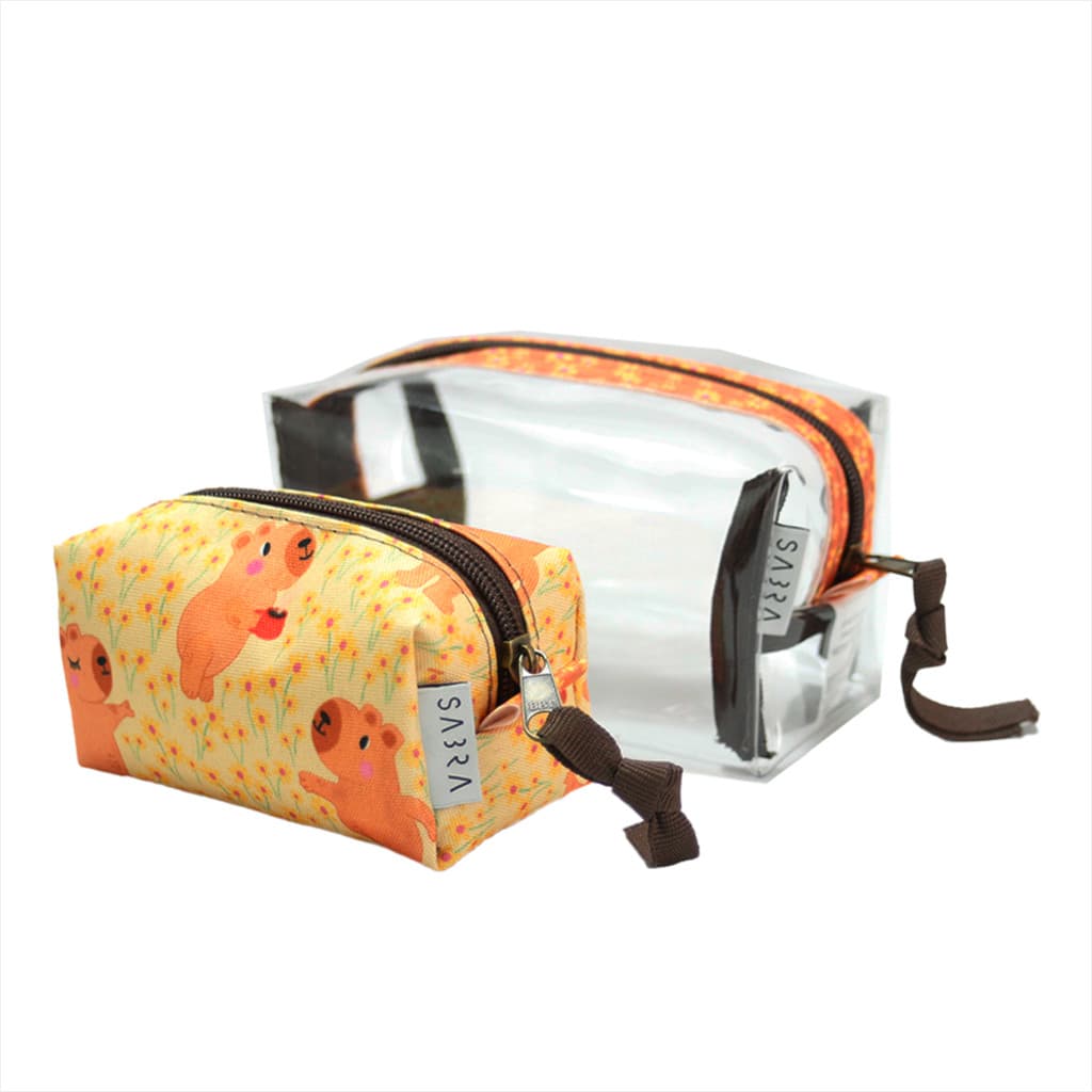 Kit Organizador 2 Necessaires Mala de Viagem Necessaire Maquiagem Transparente