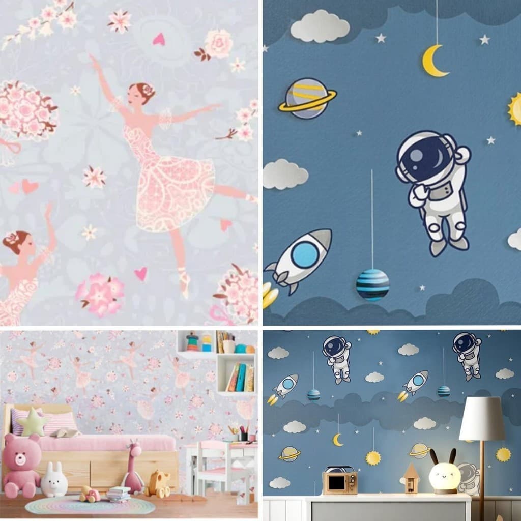 Papel De Parede Infantil Astronautas E Dançarinos Perfeito Para Quartos E Salas De Jogos 5m X 45cm