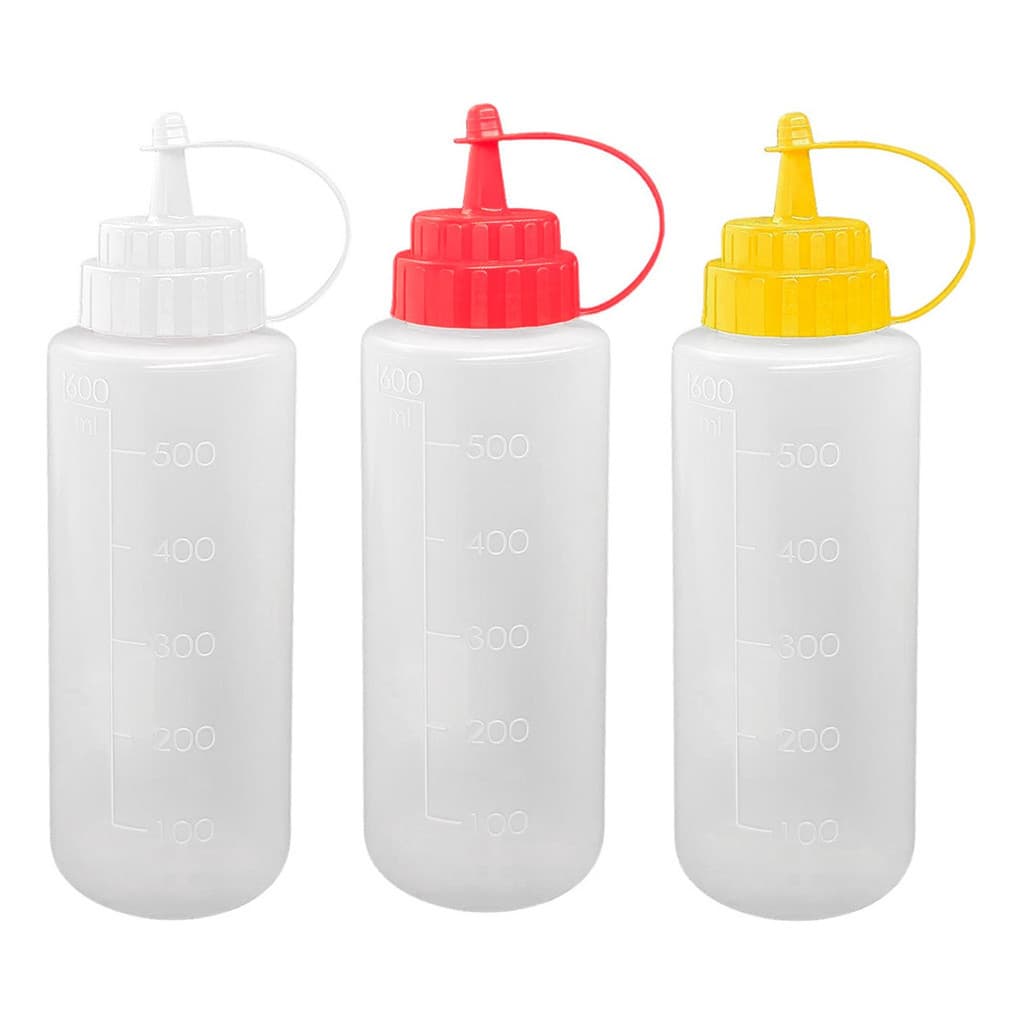 Kit 3 Bisnagas 600ml Para Molhos Ketchup Mostarda Maionese
