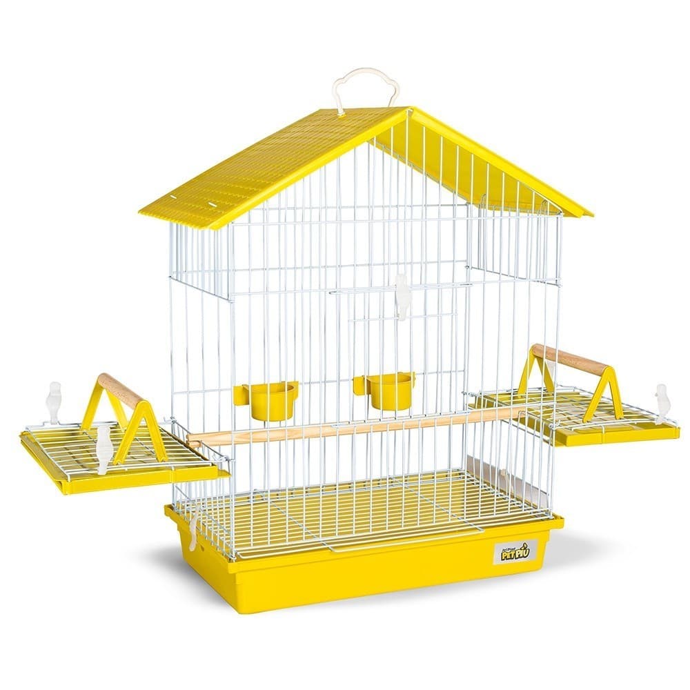 Gaiola Para Calopsita Periquito Pássaro Mansos Teto Plástico Amarelo Grande Resistente Jelplast