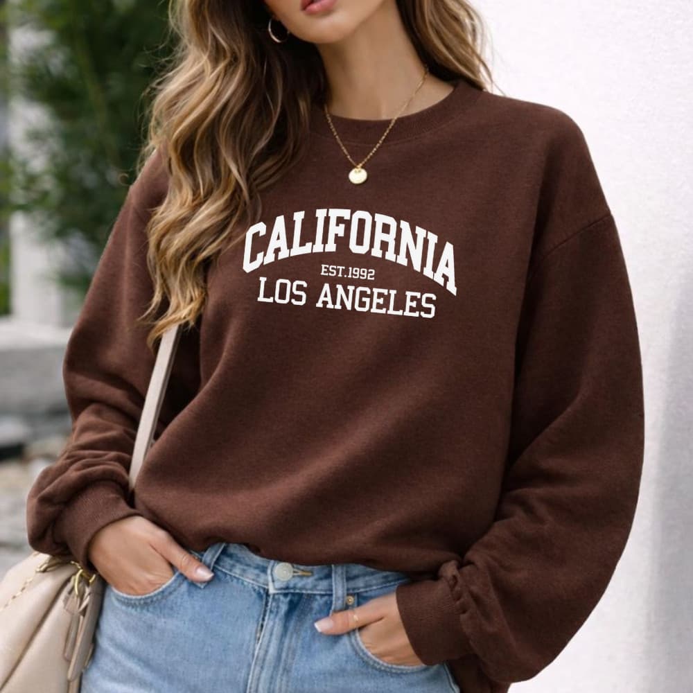 Moletom Gola Careca Adulto Estampa Los Angeles 1043 Casual Estiloso Tendência