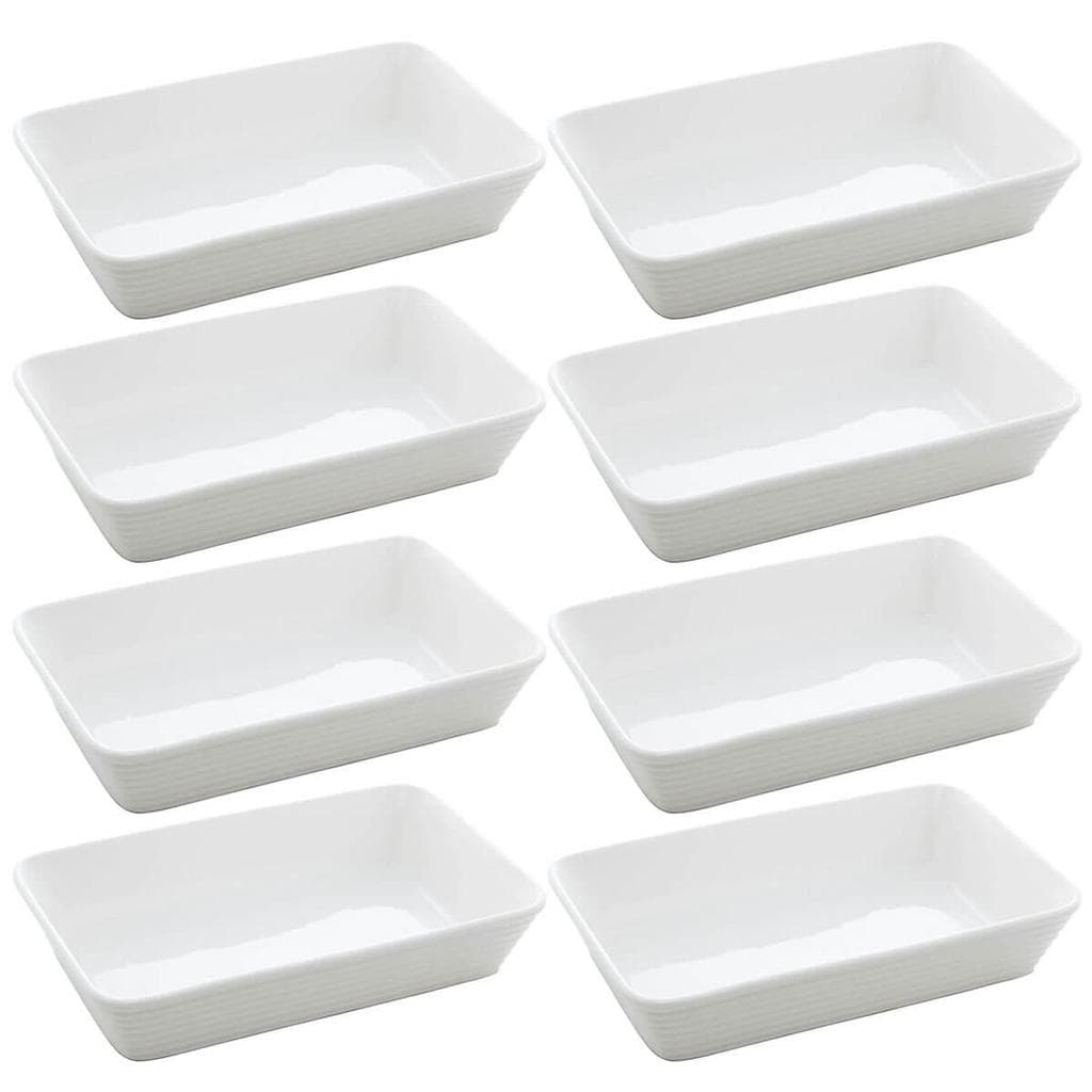 8 Travessas de Porcelana 26x17cm Refratários Restaurante Buf